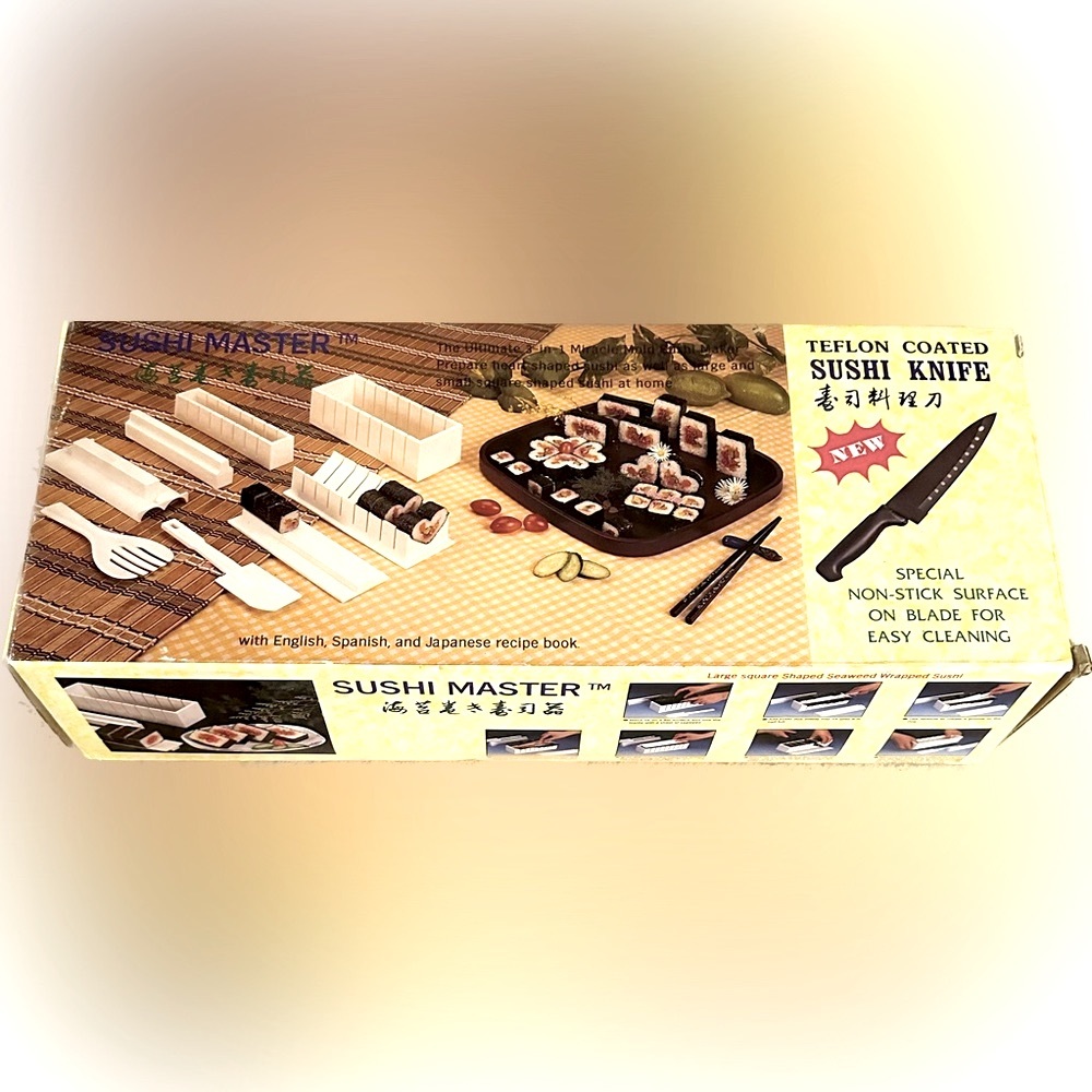 SUSHI MASTER MAKING KIT W RECIPES TEFLON KNIFE ASIAN JAPANESE COOK KITCHEN TOOLS